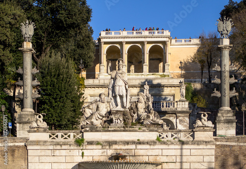 Sculpture and fountain of Piazza del Popolo in Rome
