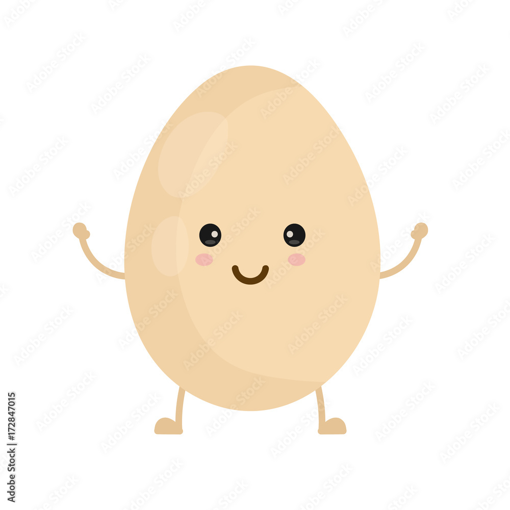 Happy cute smiling egg. Vector flat cartoon character illustration   on white background. Egg concept Stock Vector | Adobe Stock