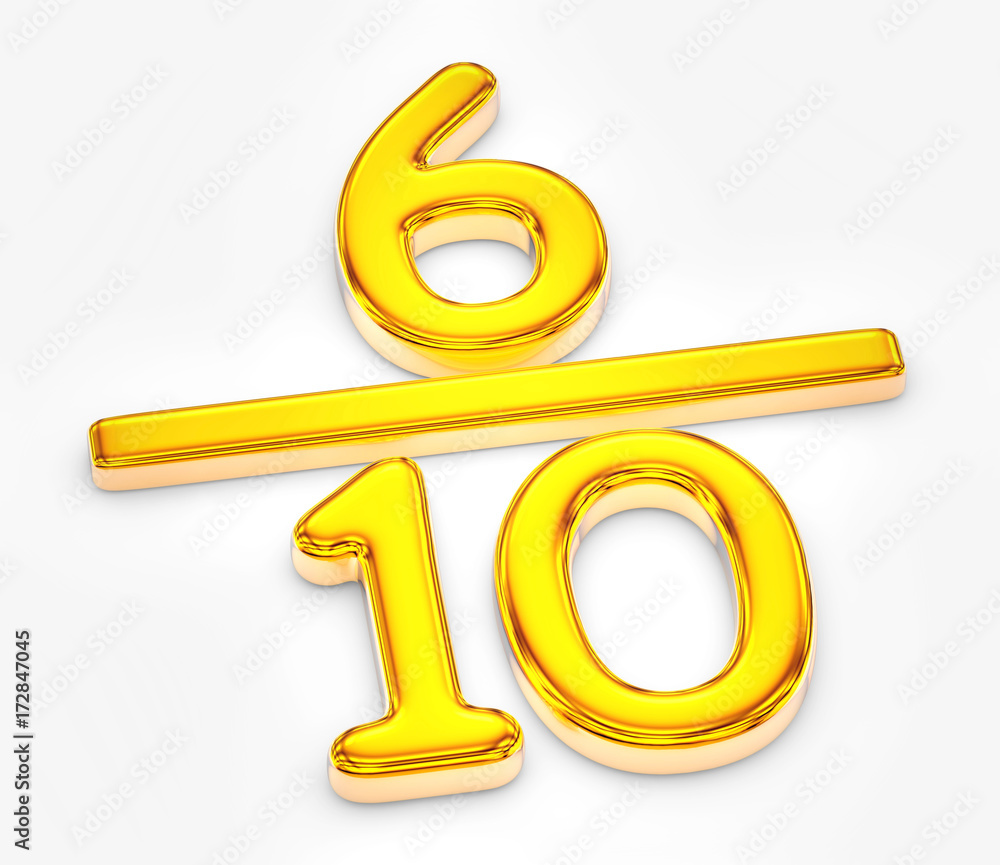 Golden score of six out of ten illustration Golden score of six out of ten illustration