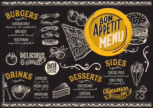 Food menu restaurant template.