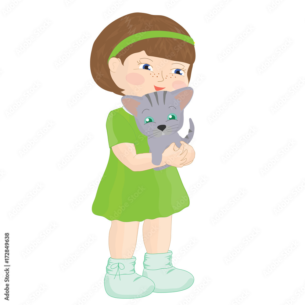 Девочка с котёнком
