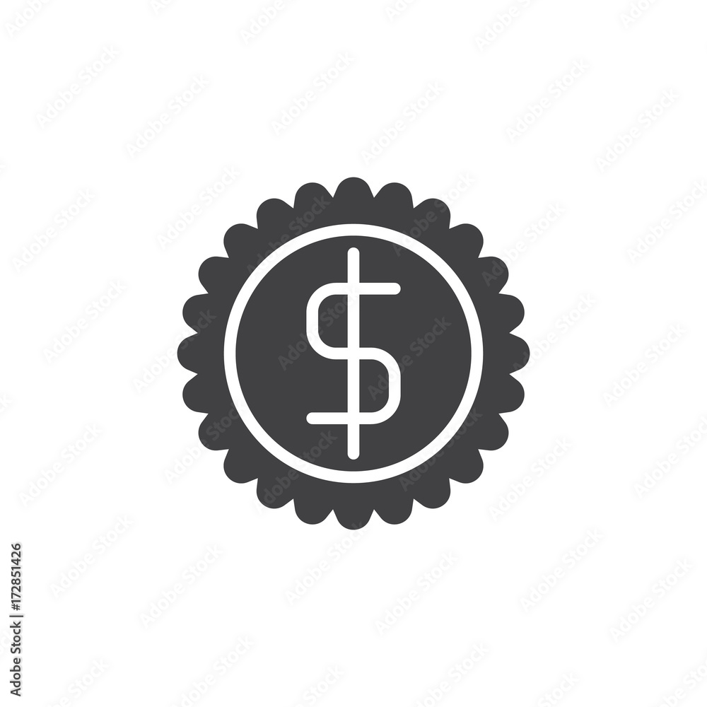 Label with dollar icon vector, filled flat sign, solid pictogram isolated on white. Symbol, logo illustration. Label with dollar icon vector, filled flat sign, solid pictogram isolated on white. Symbol, logo illustration.
