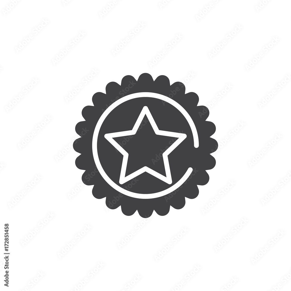 Badges with star shape icon vector, filled flat sign, solid pictogram isolated on white. Symbol, logo illustration. Badges with star shape icon vector, filled flat sign, solid pictogram isolated on white. Symbol, logo illustration.