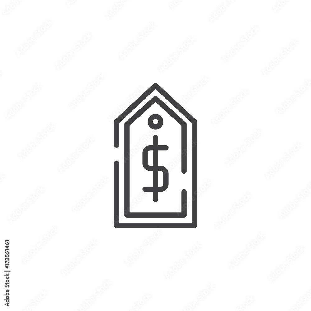 Price label line icon, outline vector sign, linear style pictogram isolated on white. Symbol, logo illustration. Editable stroke Price label line icon, outline vector sign, linear style pictogram isolated on white. Symbol, logo illustration. Editable stroke