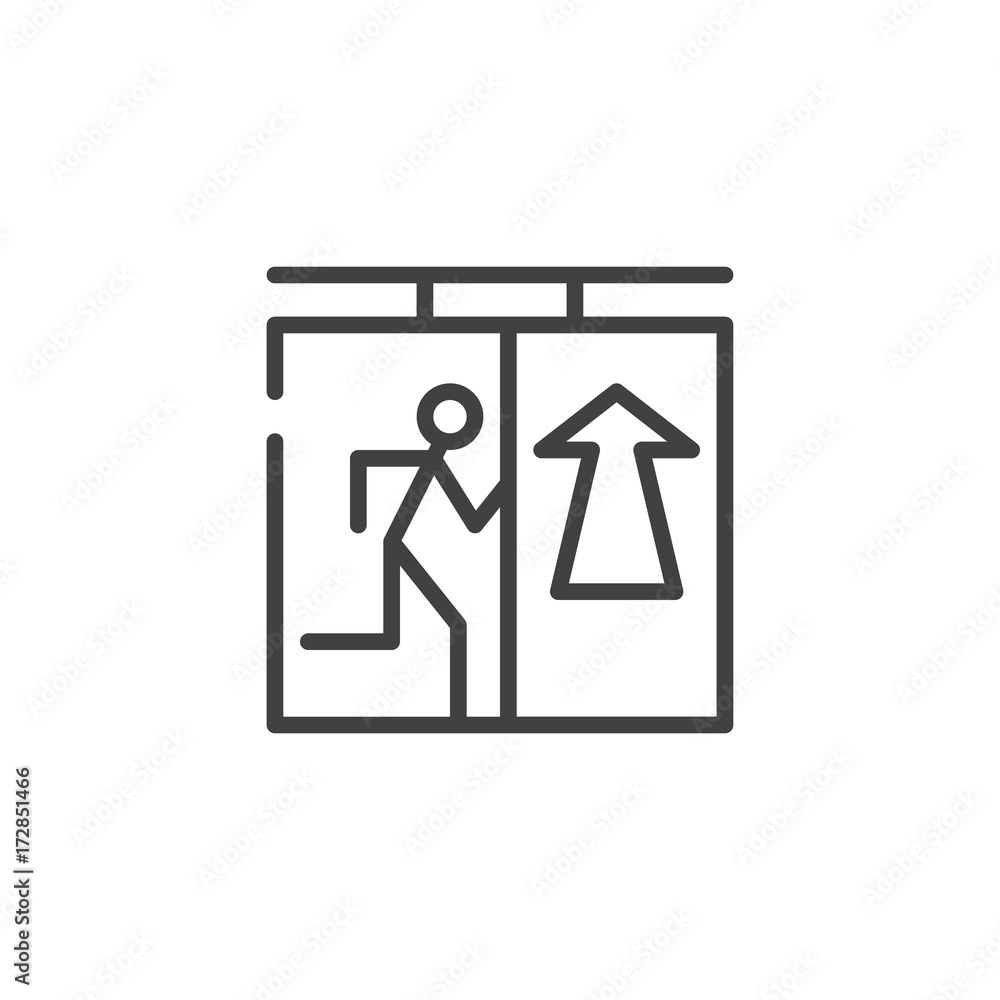 Entrances with human and arrow line icon, outline vector sign, linear style pictogram isolated on white. Symbol, logo illustration. Editable stroke Entrances with human and arrow line icon, outline vector sign, linear style pictogram isolated on white. Symbol, logo illustration. Editable stroke