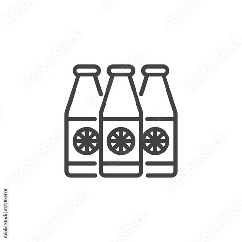 Juice bottle line icon, outline vector sign, linear style pictogram isolated on white. Symbol, logo illustration. Editable stroke