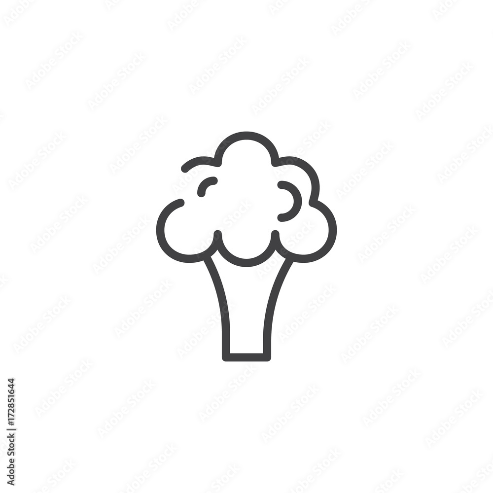Broccoli line icon, outline vector sign, linear style pictogram isolated on white. Symbol, logo illustration. Editable stroke Broccoli line icon, outline vector sign, linear style pictogram isolated on white. Symbol, logo illustration. Editable stroke