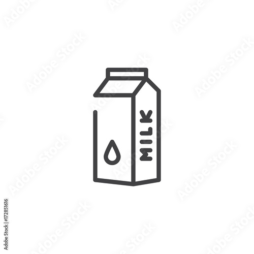 Milk paper box line icon, outline vector sign, linear style pictogram isolated on white. Symbol, logo illustration. Editable stroke