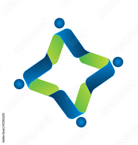 Teamwork business people abstract vector icon