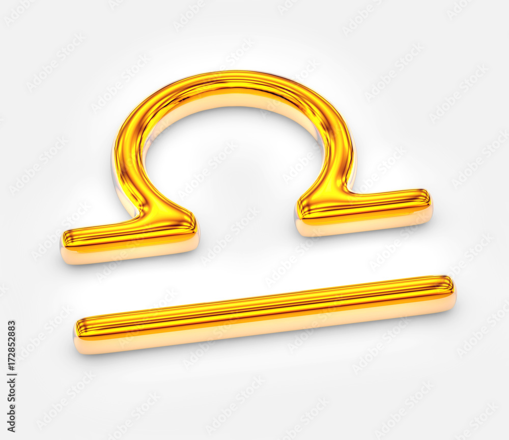 Sign of the zodiac in gold on white background - Libra Sign of the zodiac in gold on white background - Libra