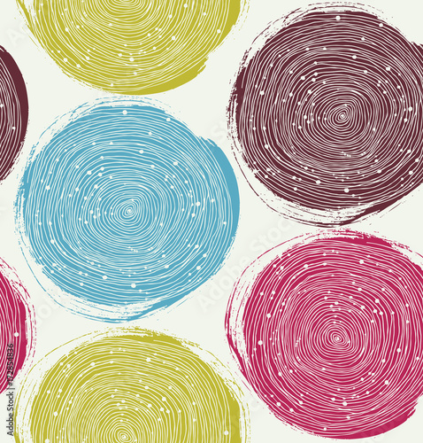 Decorative paint pattern. Vector seamless texture with drawn circles
