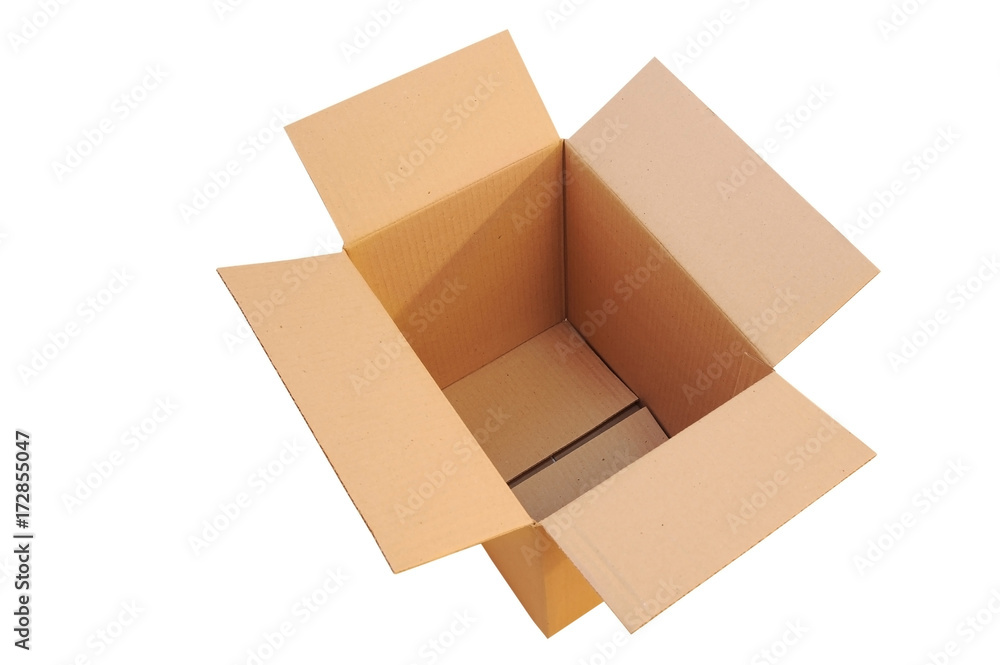 Open box made of cardboard on a white background Open box made of cardboard on a white background