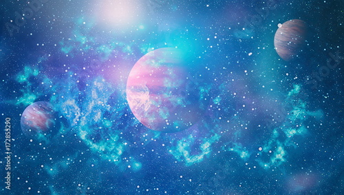 Fototapeta Naklejka Na Ścianę i Meble -  Universe scene with planets, stars and galaxies in outer space showing the beauty of space exploration. Elements furnished by NASA

