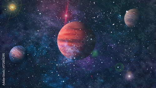 Fototapeta Naklejka Na Ścianę i Meble -  Universe scene with planets, stars and galaxies in outer space showing the beauty of space exploration. Elements furnished by NASA

