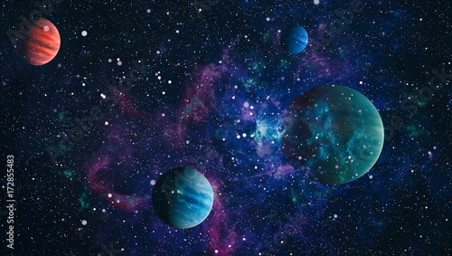 Fototapeta Naklejka Na Ścianę i Meble -  Universe scene with planets, stars and galaxies in outer space showing the beauty of space exploration. Elements furnished by NASA

