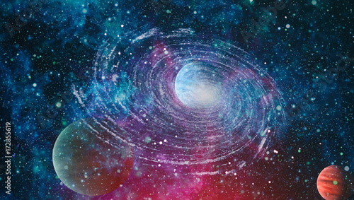 Fototapeta Naklejka Na Ścianę i Meble -  Universe scene with planets, stars and galaxies in outer space showing the beauty of space exploration. Elements furnished by NASA

