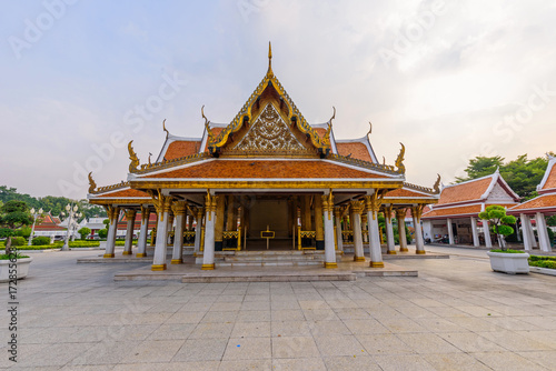 Golden Castle in public park/Golden pagoda in Wat Ratcha Nadda Temple 