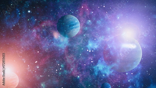 Fototapeta Naklejka Na Ścianę i Meble -  Universe scene with planets, stars and galaxies in outer space showing the beauty of space exploration. Elements furnished by NASA

