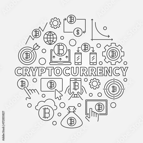 Cryptocurrency round outline illustration. Vector virtual money 
