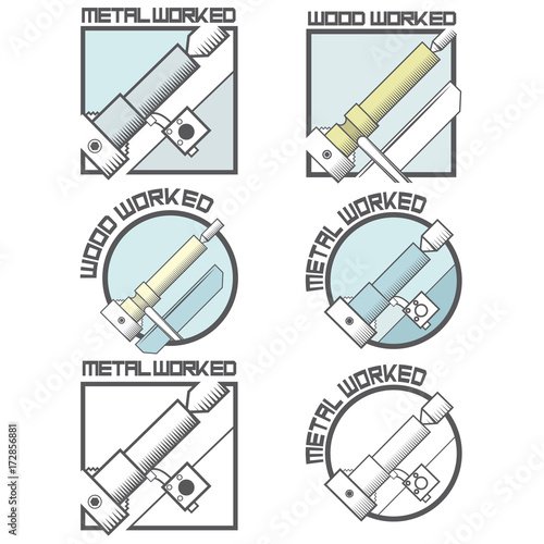 
an illustration consisting of six images of a lathe in the form of a symbol