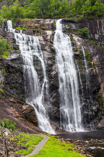 Skjervsfossen waterfall in Hordaland  Norway