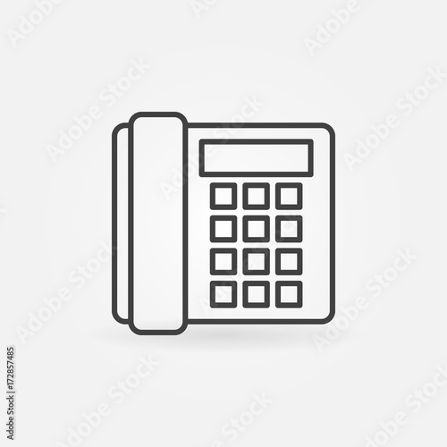 Landline phone icon - vector old telephone concept sign in thin 