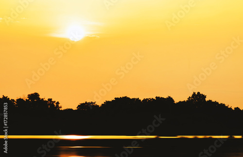 Sunset on lake in the evening