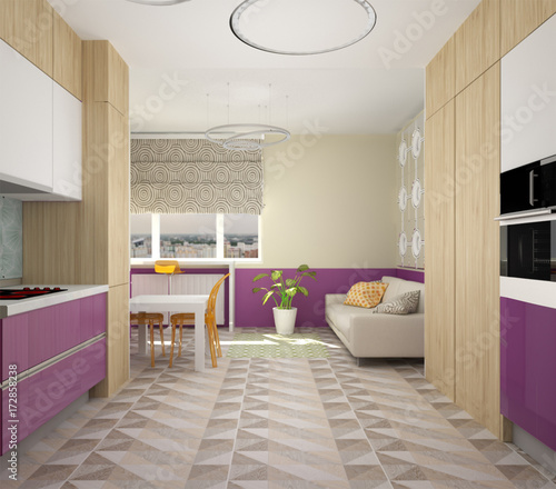 Living room interior 3d visualization