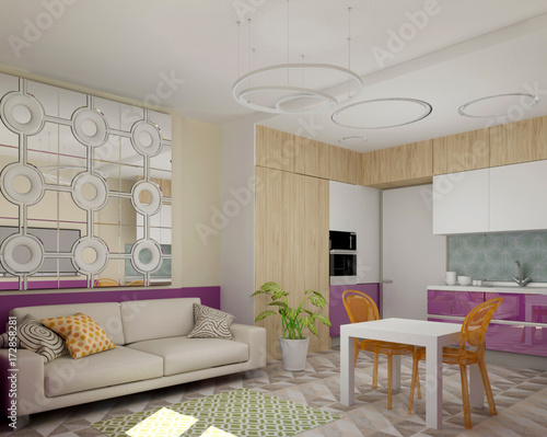 Living room interior 3d visualization