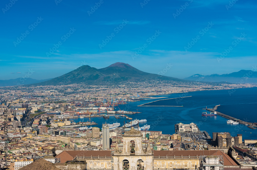 Naples (Campania, Italy) - The historic center of the biggest city of south Italy. Here in particular: the Vesuvio mountain and the sea