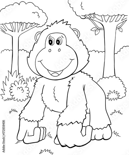 Cute Gorilla Vector Illustration Art