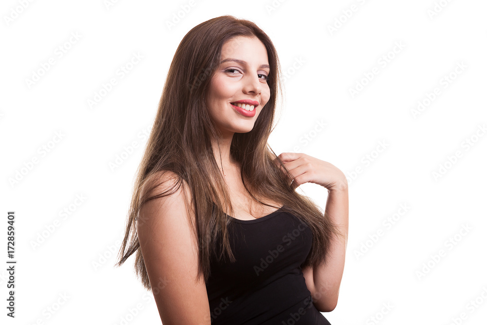 Girl in the studio making faces isolated over white background Girl in the studio making faces isolated over white background