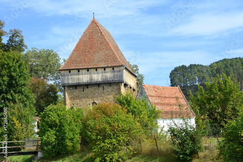 Fortified medieval saxon church in the village Bradeni, Henndorf, Hegendorf,  Transylvania,Romania photo