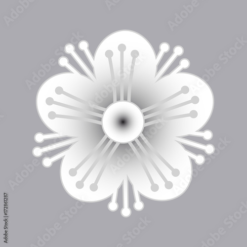 Myrtle flower, gradient vector icon on isolated background.