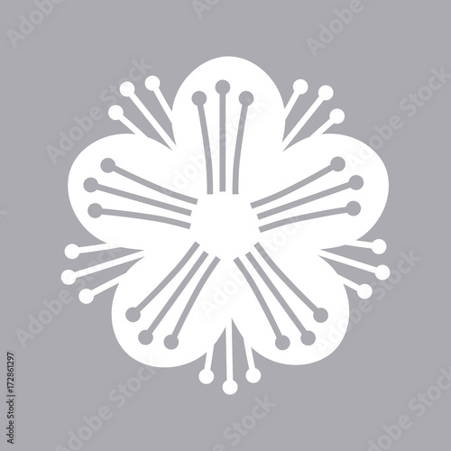 Myrtle flower, vector icon on isolated background.