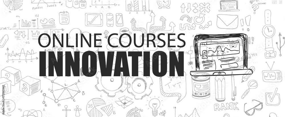 Innovation concept with Business Doodle design style: online studie