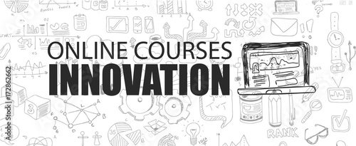 Innovation concept with Business Doodle design style: online studie