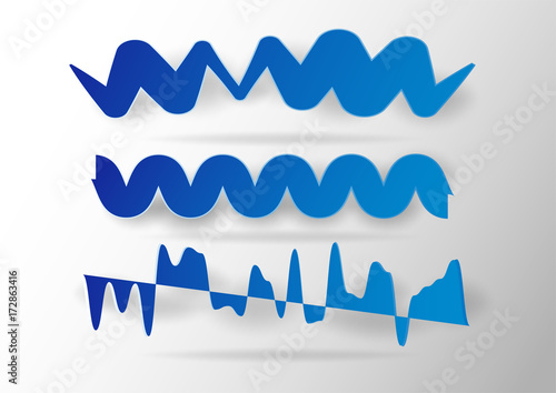 Blue paper cut in wave form.