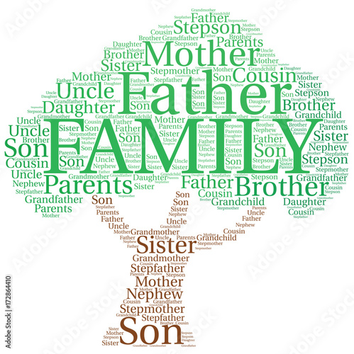 Family concept made with a tree shape and tags