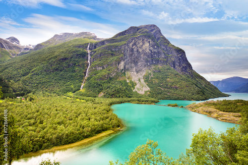 Lake Lovatnet in Lodalen valley, Norway