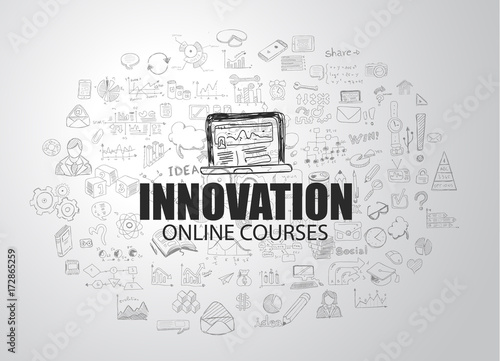 Innovation concept with Business Doodle design style: online studie