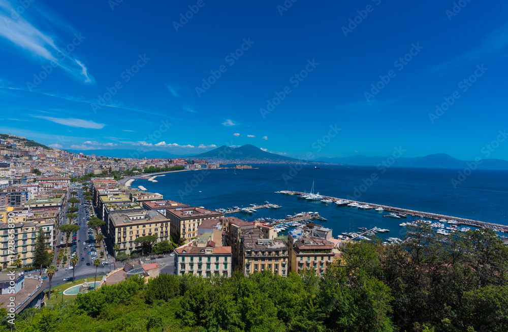 Naples (Campania, Italy) - The historic center of the biggest city of south Italy. Here in particular: the landscape from Posillipo terrace with Vesuvio and the port