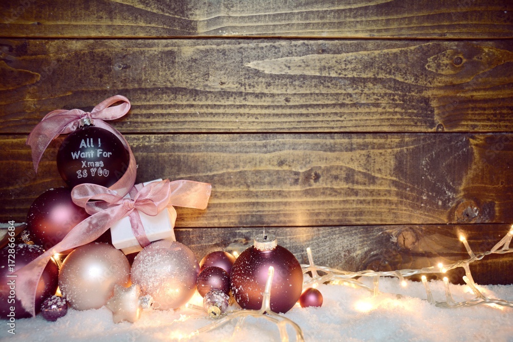 Grußkarte Weihnachtskugeln Pastell StockFoto Adobe Stock