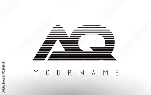 AQ Black and White Horizontal Stripes Letter Logo.