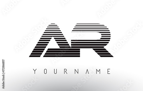 AR Black and White Horizontal Stripes Letter Logo.