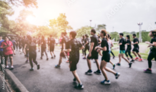 Blurred Group of Runner are Running in the Park Background - Lifestyle Sport Recreation Concept