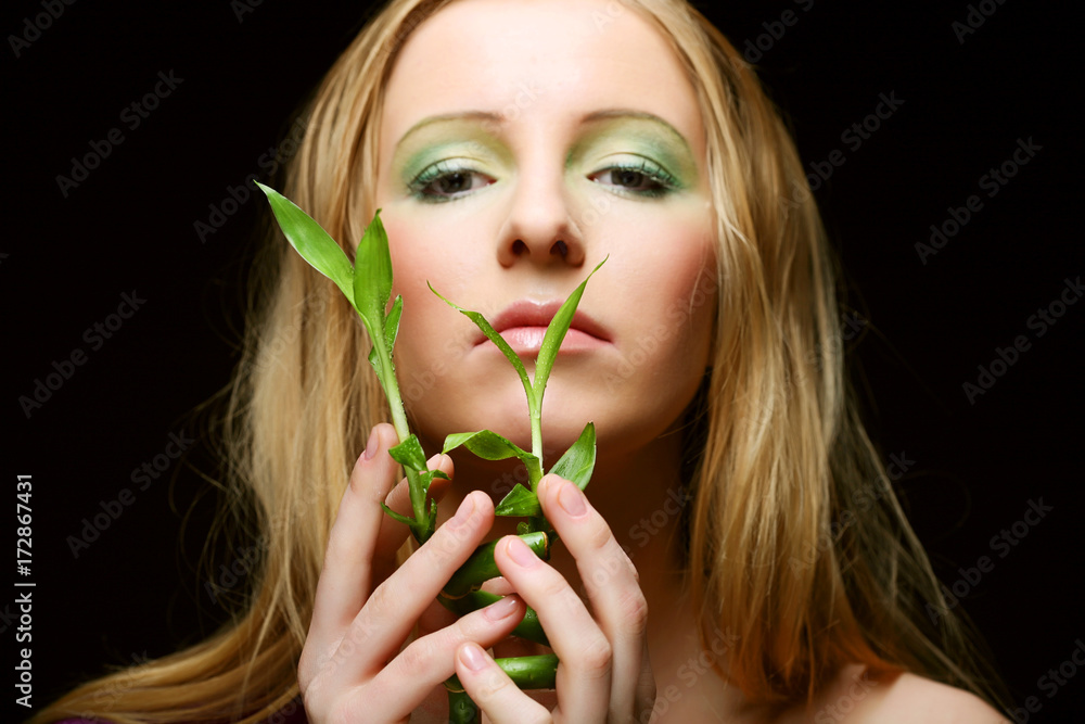Fototapeta premium woman with bamboo