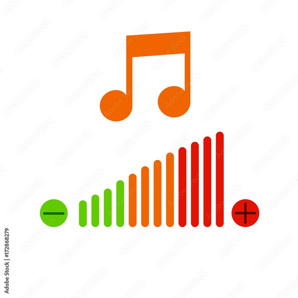 Music volume adjustment icon. Vector illustration.