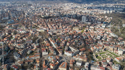 Beautiful cityscape over Varna city, Bulgaria. Panoramic aerial view. © dechevm