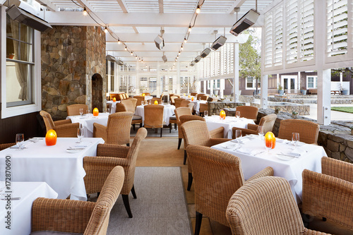 View of dining area in luxury restaurant photo